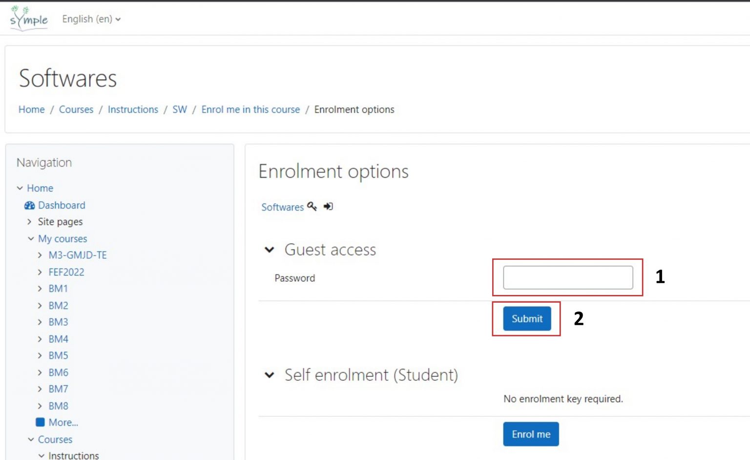Access to the Software repository – SYMPLE